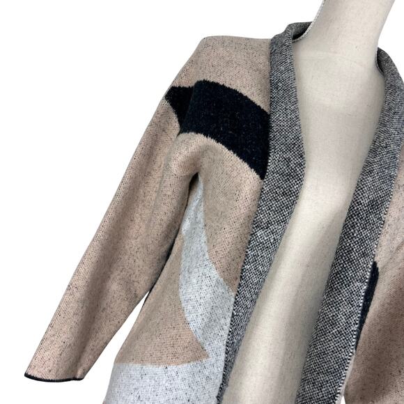 THML Abstract Open Front Cardigan Coatigan XS Longline Sweater Jacket - Picture 2 of 6